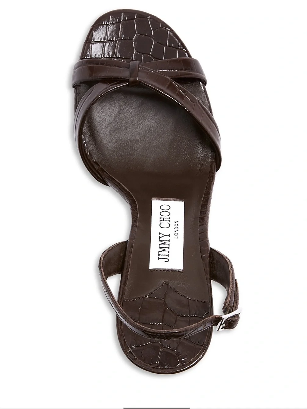 Jimmy Choo Elsy 90 Croc Embossed Slingback Sandals - Brown - NWT